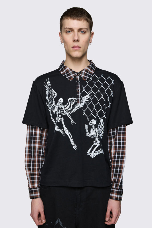 Dangerfield NZ - Archangel Polo Long Sleeve Top - black-brown