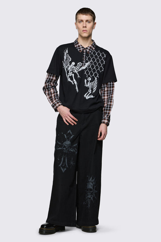 Dangerfield NZ - Archangel Polo Long Sleeve Top - black-brown