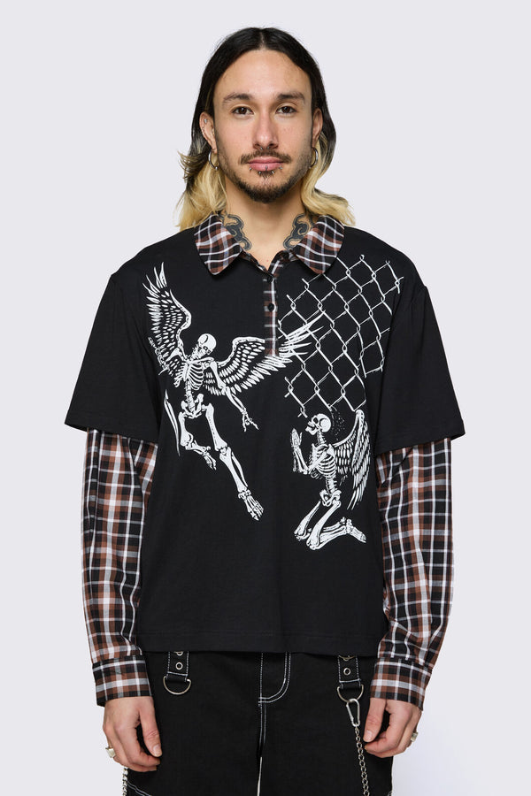 Dangerfield NZ - Archangel Polo Long Sleeve Top - black-brown