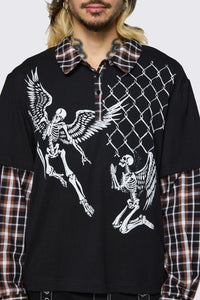 Dangerfield NZ - Archangel Polo Long Sleeve Top - black-brown