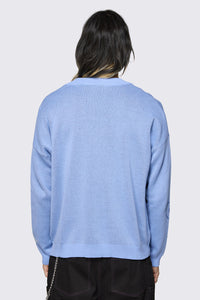 Dangerfield NZ - Sketchy Cat V-Neck Cardigan - purple