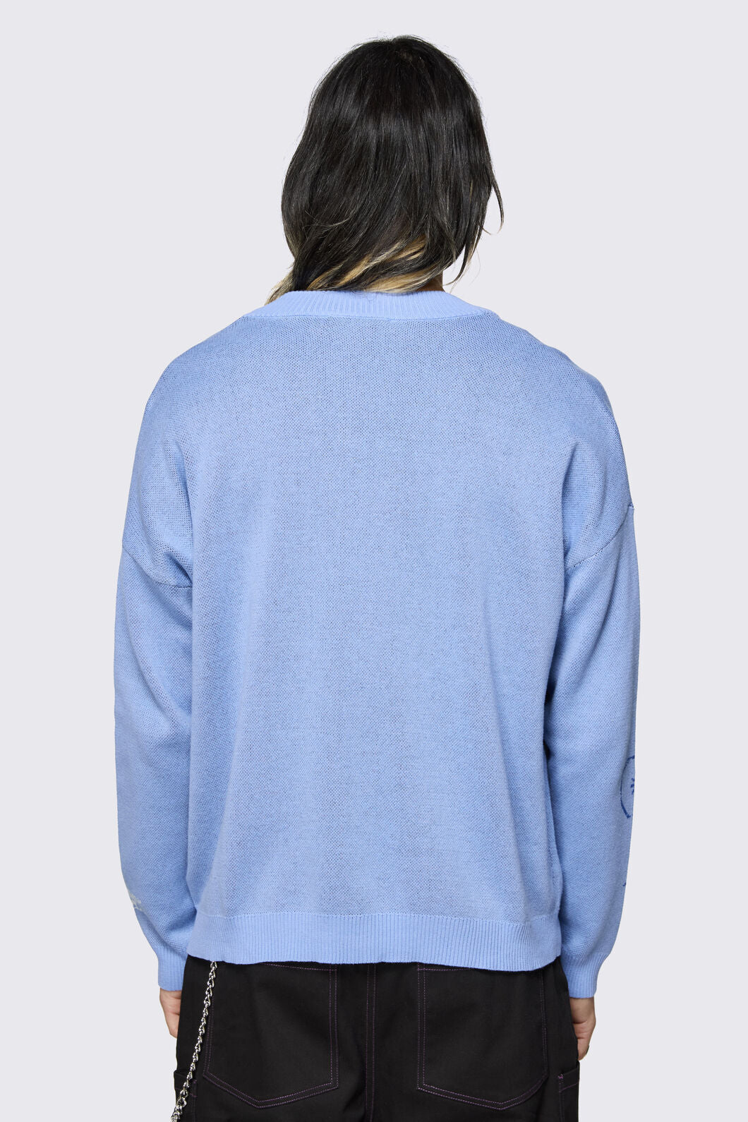 Dangerfield NZ - Sketchy Cat V-Neck Cardigan - purple