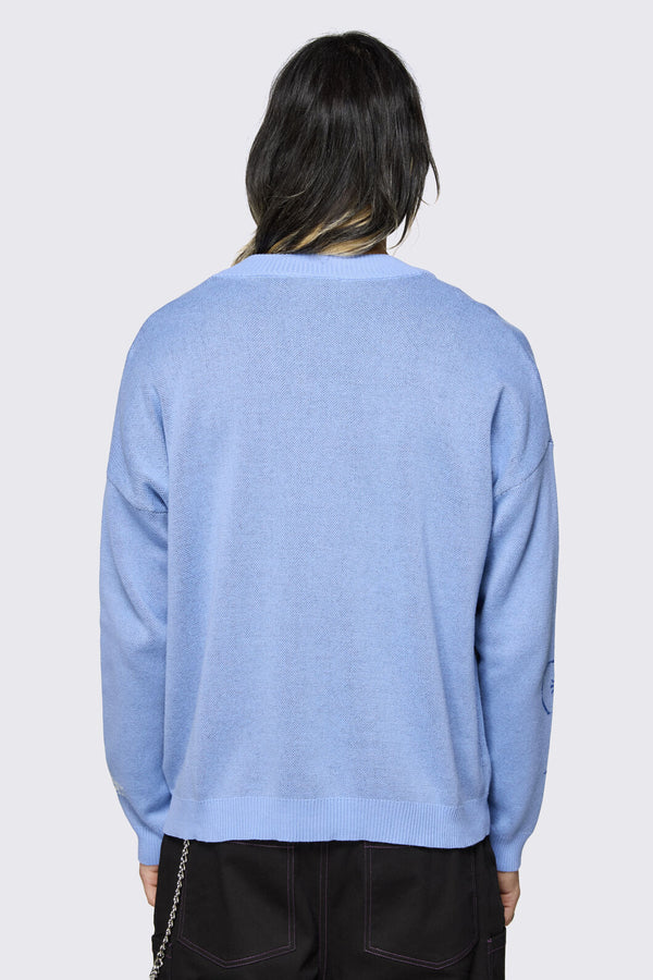 Dangerfield NZ - Sketchy Cat V-Neck Cardigan - purple