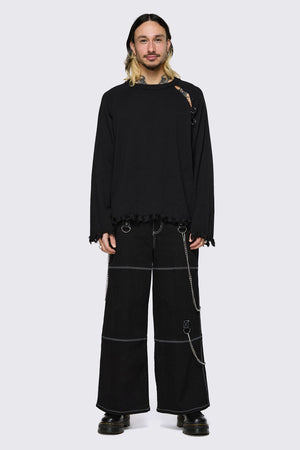 Dangerfield NZ - Goth Slit O-Ring Knit - black