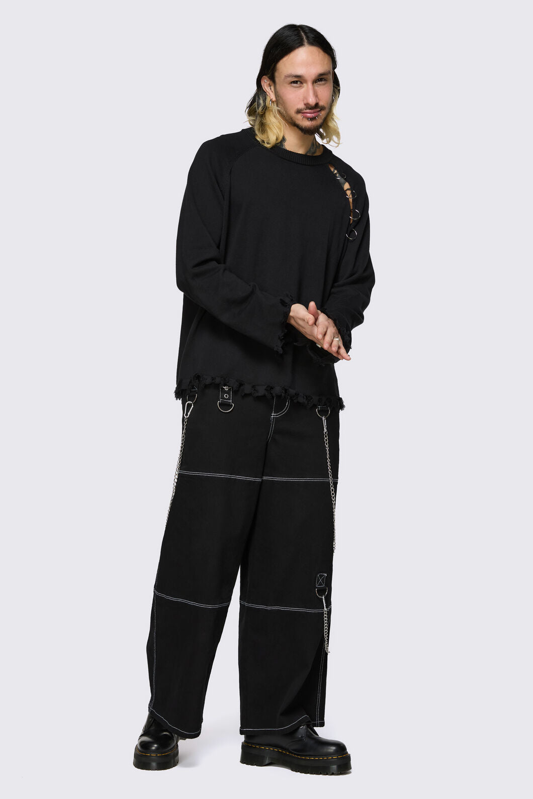 Dangerfield NZ - Goth Slit O-Ring Knit - black