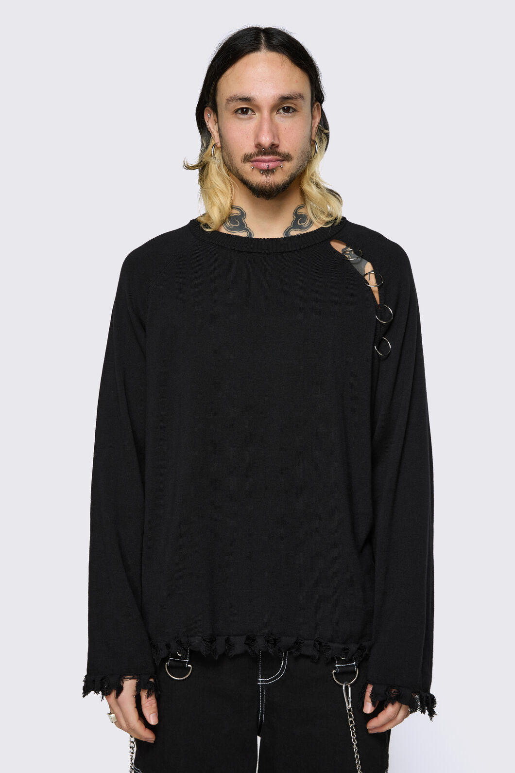 Dangerfield NZ - Goth Slit O-Ring Knit - black