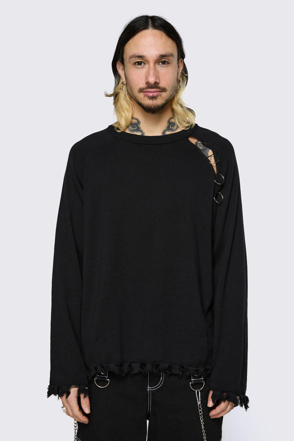 Dangerfield NZ - Goth Slit O-Ring Knit - black
