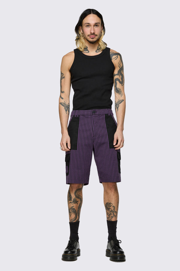 Dangerfield NZ - Spectre Pinstripe Shorts - purple