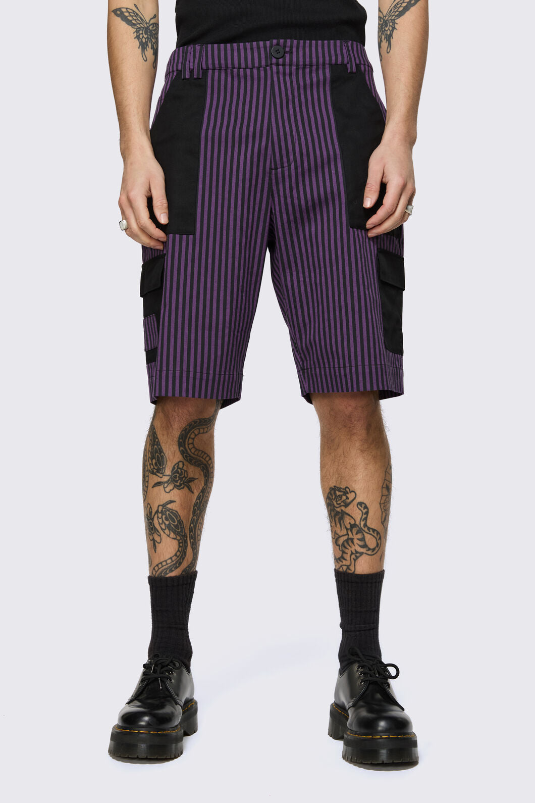 Dangerfield NZ - Spectre Pinstripe Shorts - purple