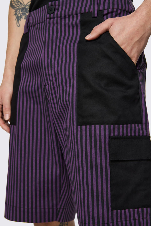 Dangerfield NZ - Spectre Pinstripe Shorts - purple