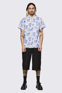 Dangerfield NZ - Sketchy Unisex Short Sleeve Shirt - white-purple