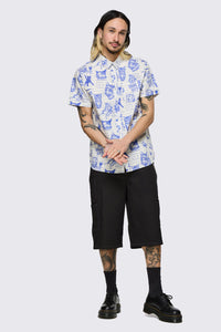 Dangerfield NZ - Sketchy Unisex Short Sleeve Shirt - white-purple