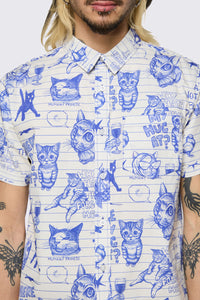 Dangerfield NZ - Sketchy Unisex Short Sleeve Shirt - white-purple