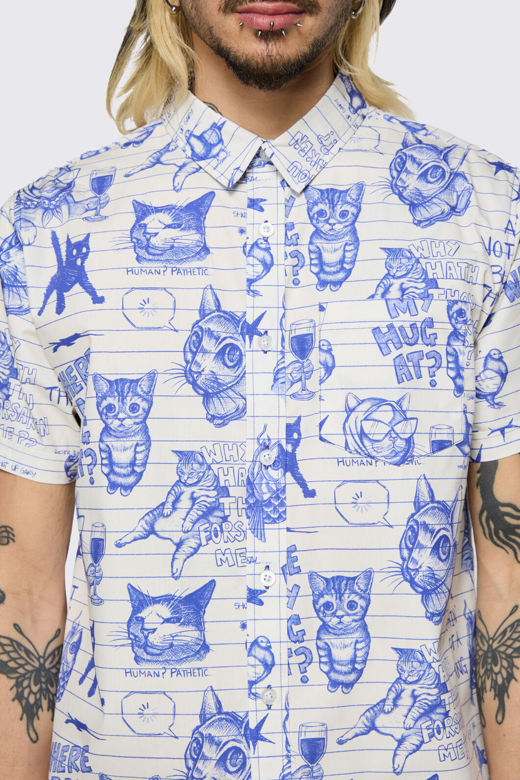 Dangerfield NZ - Sketchy Unisex Short Sleeve Shirt - white-purple