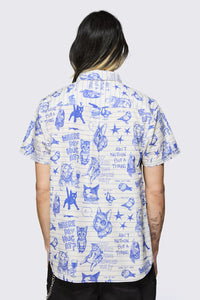 Dangerfield NZ - Sketchy Unisex Short Sleeve Shirt - white-purple