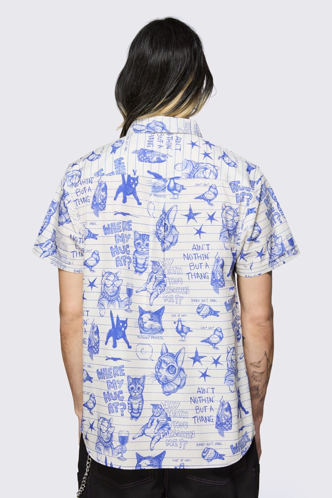 Dangerfield NZ - Sketchy Unisex Short Sleeve Shirt - white-purple