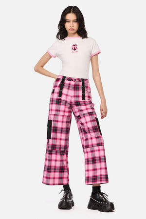 Dangerfield NZ - Rococo Life Tartan Cargo Pants - pink