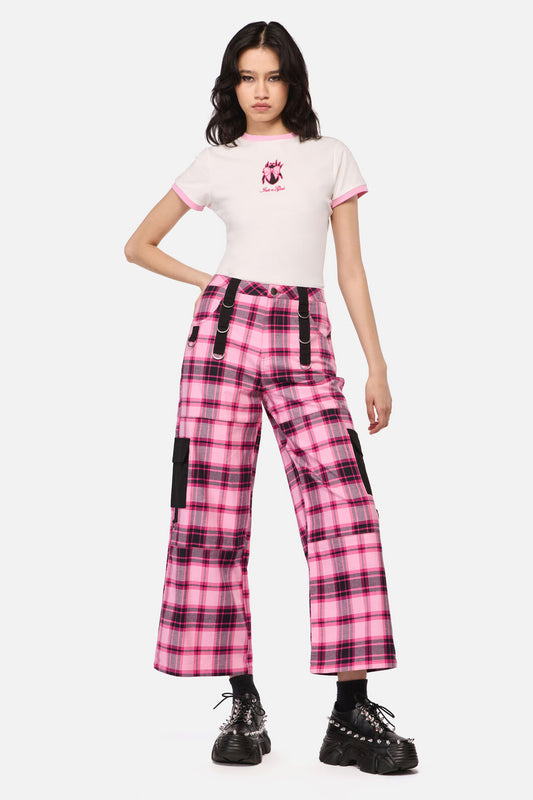 Dangerfield NZ - Rococo Life Tartan Cargo Pants - pink