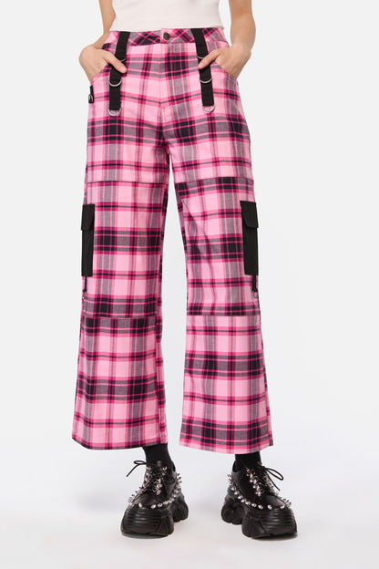 Dangerfield NZ - Rococo Life Tartan Cargo Pants - pink