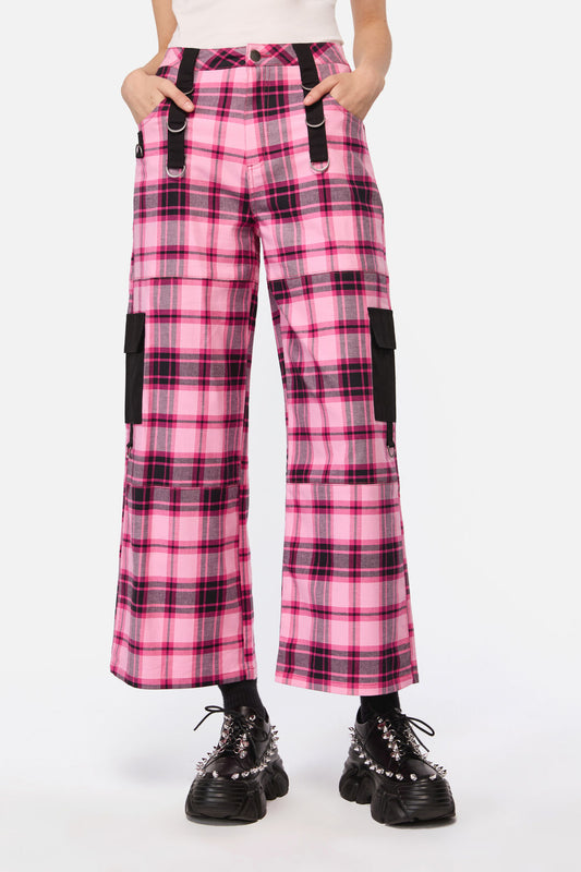 Dangerfield NZ - Rococo Life Tartan Cargo Pants - pink