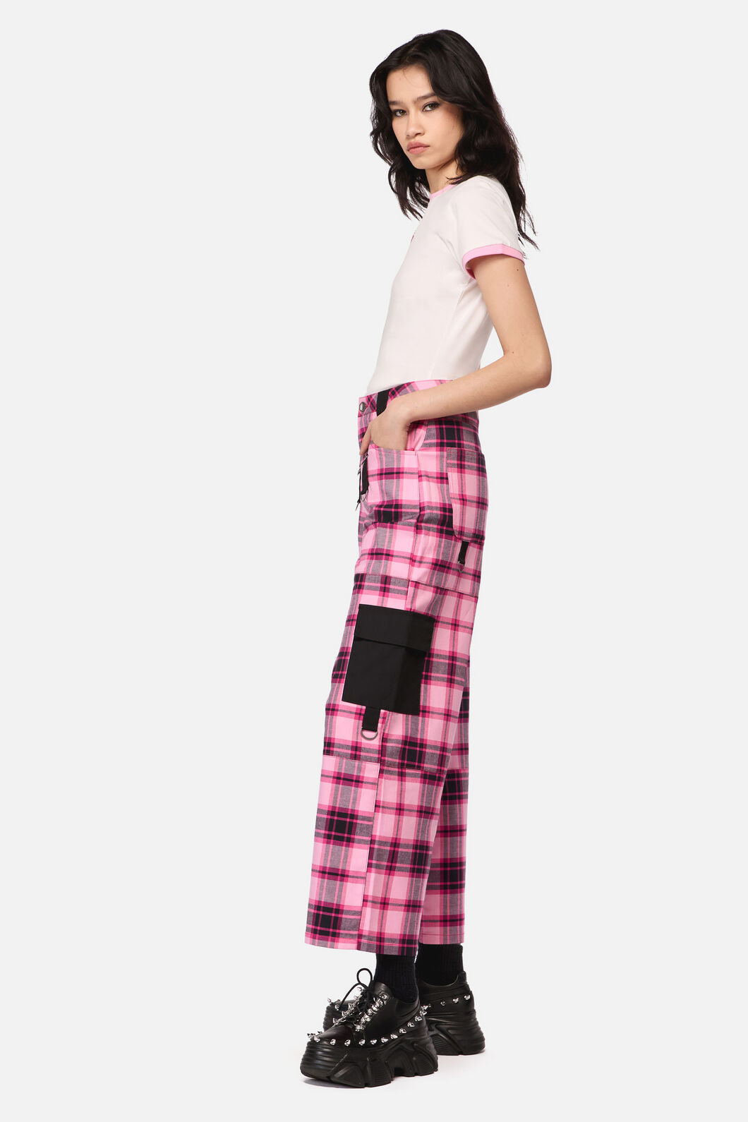 Dangerfield NZ - Rococo Life Tartan Cargo Pants - pink
