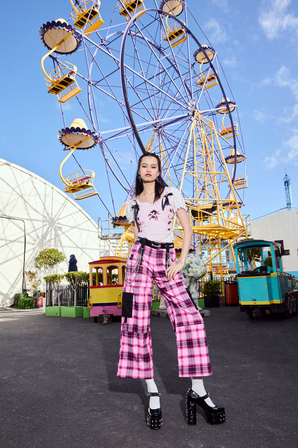 Dangerfield NZ - Rococo Life Tartan Cargo Pants - pink