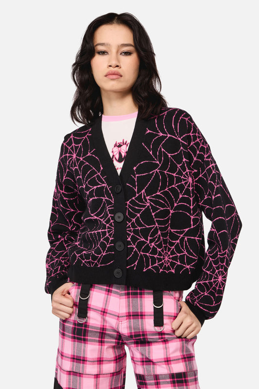 Dangerfield NZ - Rococo Life Spider WebCardigan - black