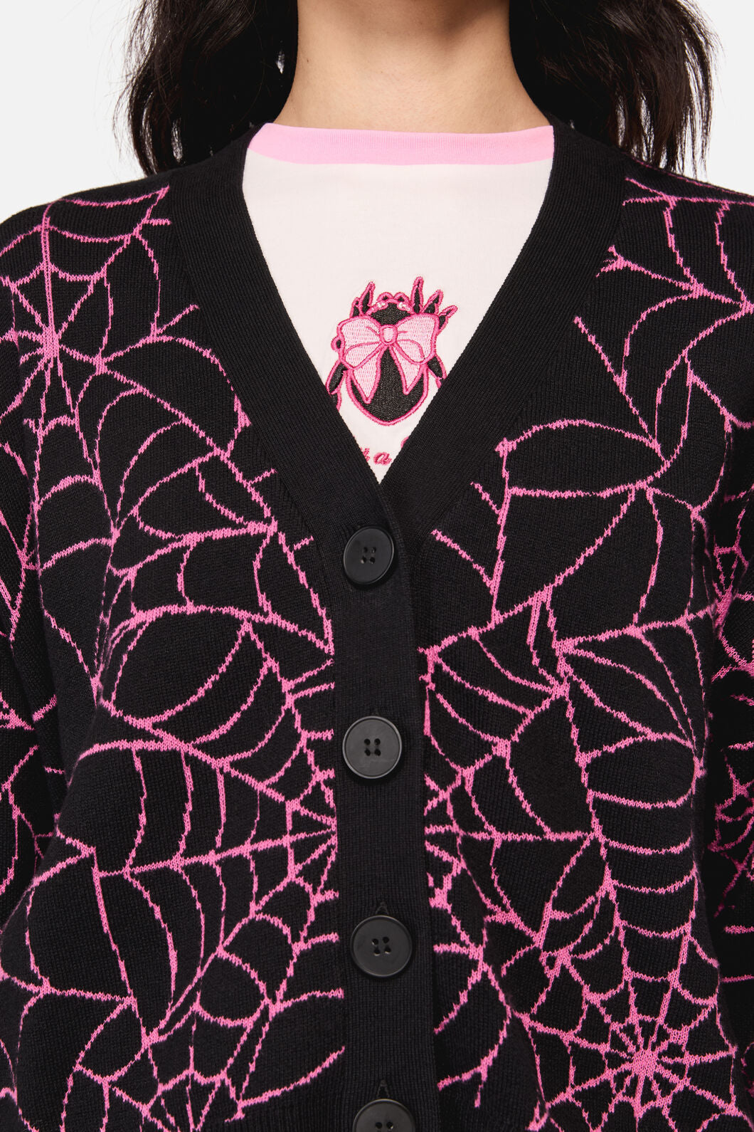 Dangerfield NZ - Rococo Life Spider WebCardigan - black