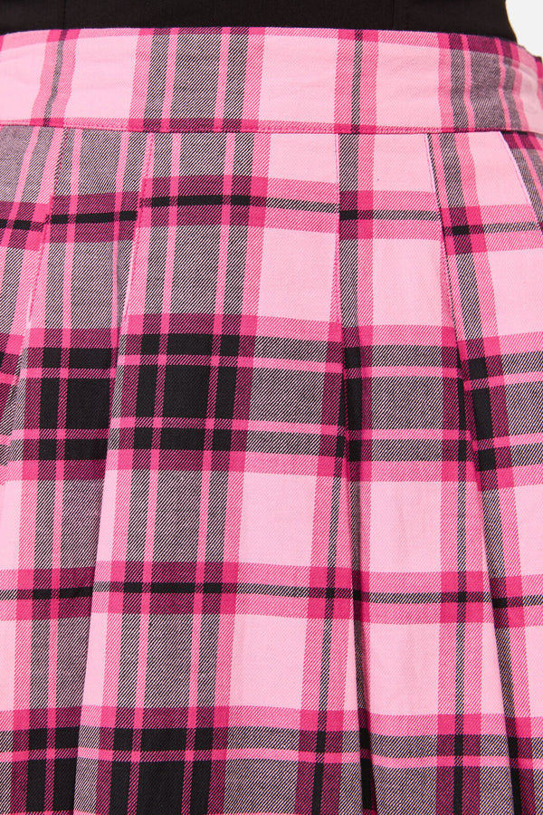 Dangerfield NZ - RococoLifePleatTartanMiniSkirt - pink
