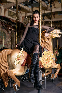 Dangerfield NZ - RococoLifeGothSpiderWTrimDress - black