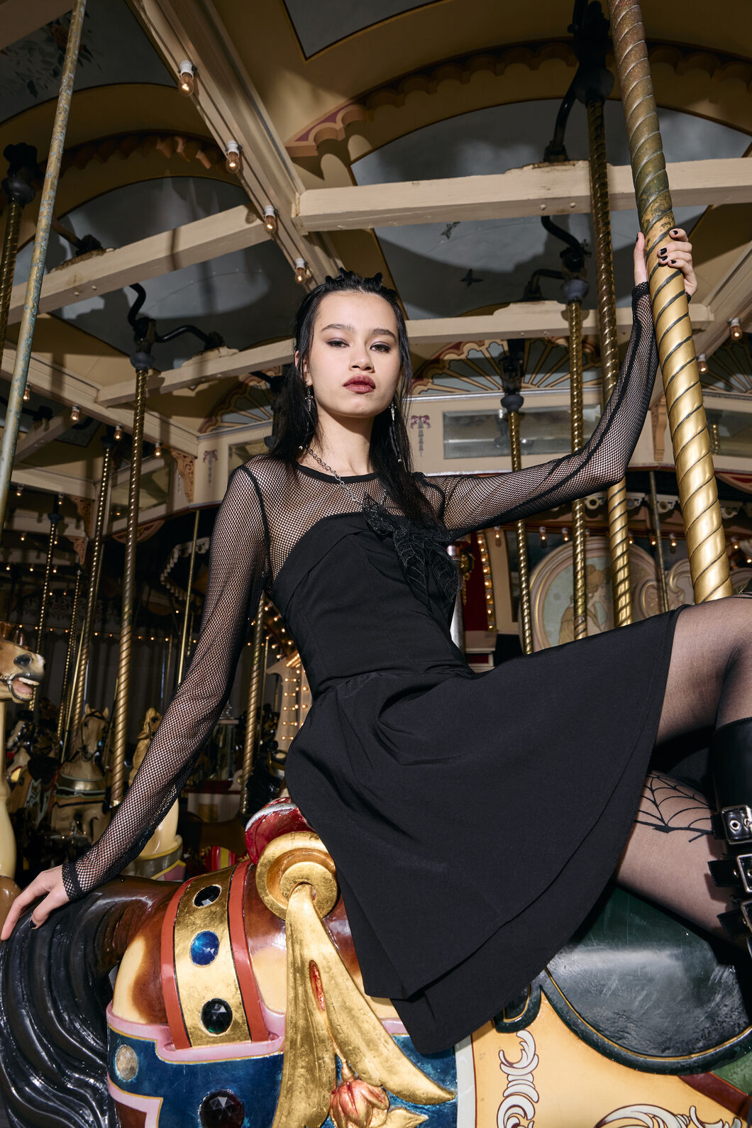 Dangerfield NZ - RococoLifeGothSpiderWTrimDress - black