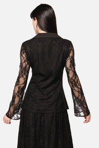 Dangerfield NZ - Dark PieridaeLongSleeveLaceTop - black