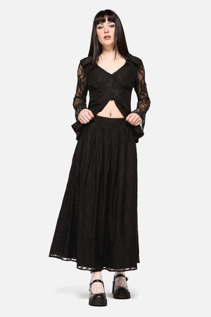 Dangerfield NZ - Dark Pieridae Maxi Lace Skirt - black
