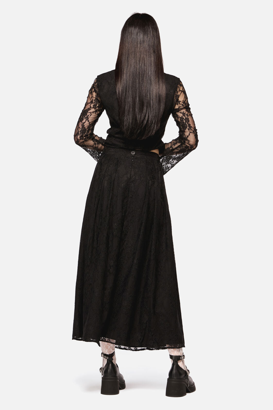 Dangerfield NZ - Dark Pieridae Maxi Lace Skirt - black