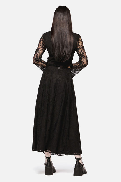 Dangerfield NZ - Dark Pieridae Maxi Lace Skirt - black
