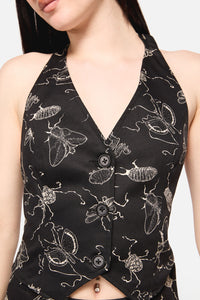 Dangerfield NZ - DarkPieridaePrintHalterNeckVes - black