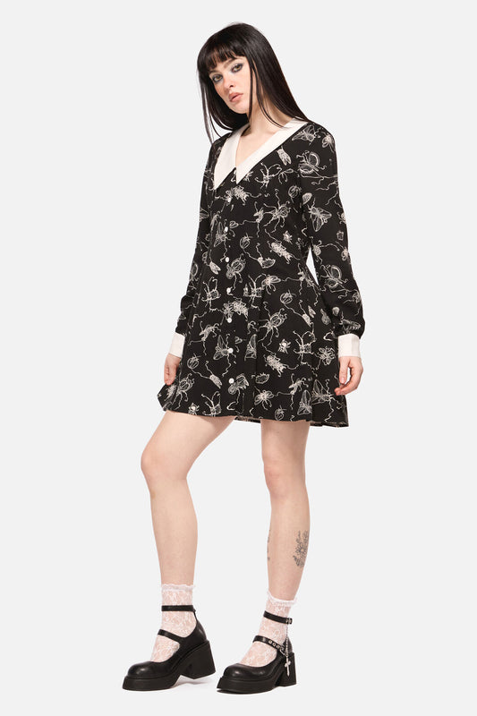 Dangerfield NZ - DarkPieridaePrintLongSleeveDre - black