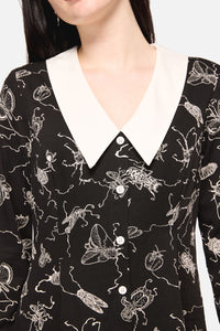 Dangerfield NZ - DarkPieridaePrintLongSleeveDre - black