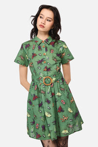 Dangerfield NZ - Entomology Print Dress - green