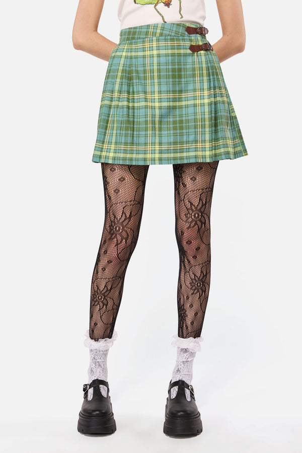 Dangerfield NZ - InsectObsessedTartanMiniSkirt - teal