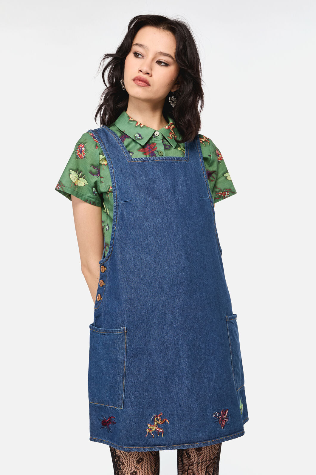 Dangerfield NZ - Bugs GaloreEmbroideredPinafore - blue