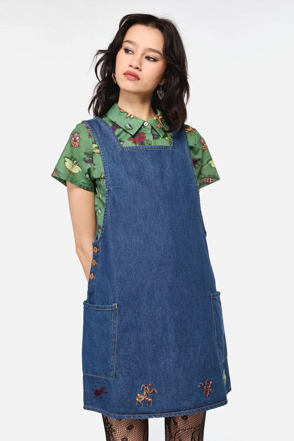 Dangerfield NZ - Bugs GaloreEmbroideredPinafore - blue