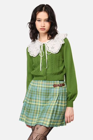 Dangerfield NZ - Insect Lover Lace TrimCardigan - green