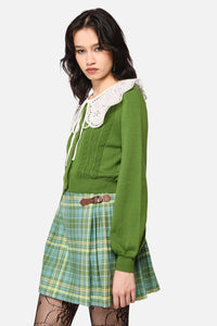 Dangerfield NZ - Insect Lover Lace TrimCardigan - green