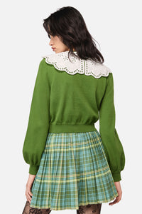 Dangerfield NZ - Insect Lover Lace TrimCardigan - green