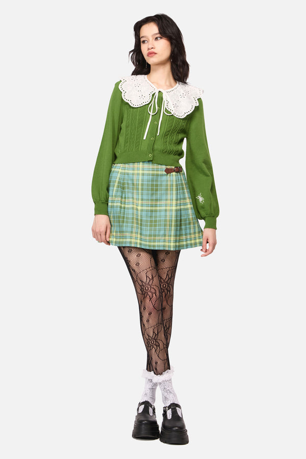 Dangerfield NZ - Insect Lover Lace TrimCardigan - green