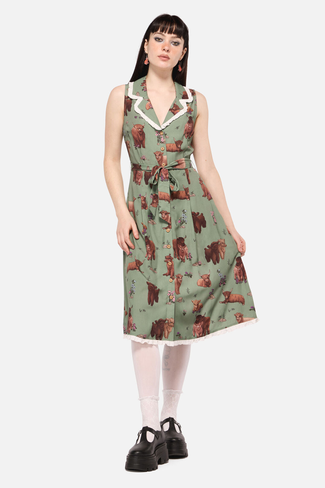Dangerfield NZ - Highland Fling Ruffle Dress - green