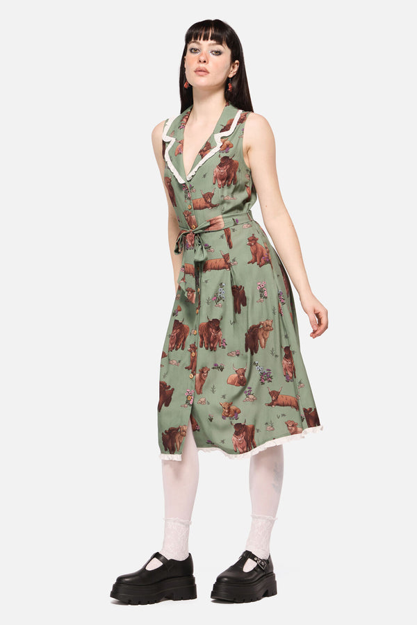 Dangerfield NZ - Highland Fling Ruffle Dress - green