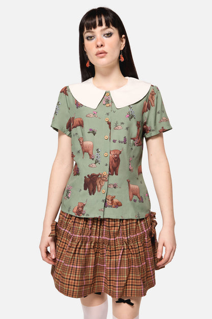 Dangerfield NZ - Highland Fling Blouse - green