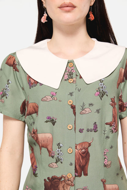 Dangerfield NZ - Highland Fling Blouse - green